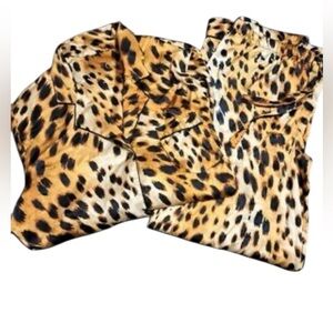 Vintage Victorias Secret Leopard Print Satin Pajama Set size
Medium Y2K